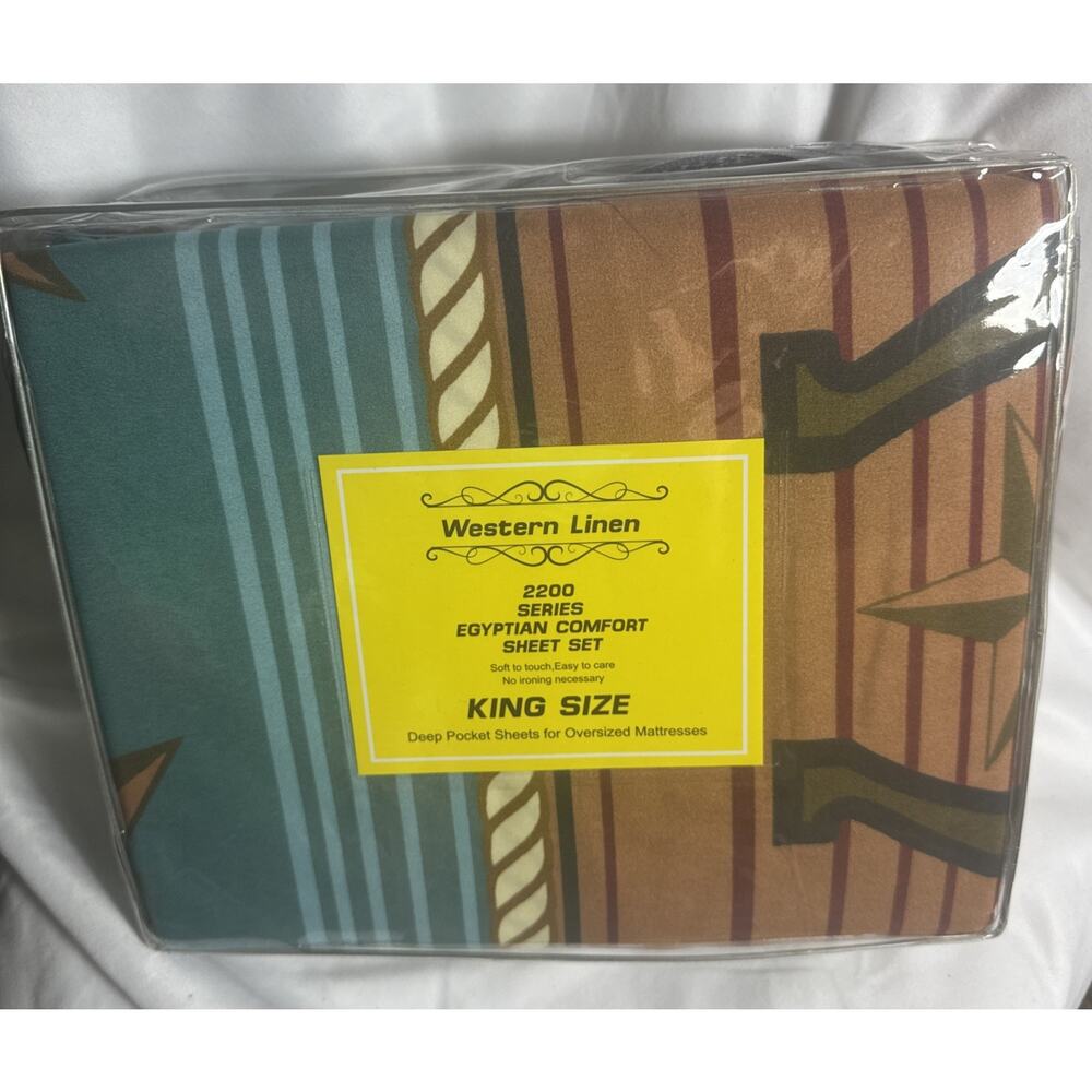 Horse Themed Western King Size Sheet Set Texas Star Egyptian Comfort NIP NEW - Picture 7 of 9